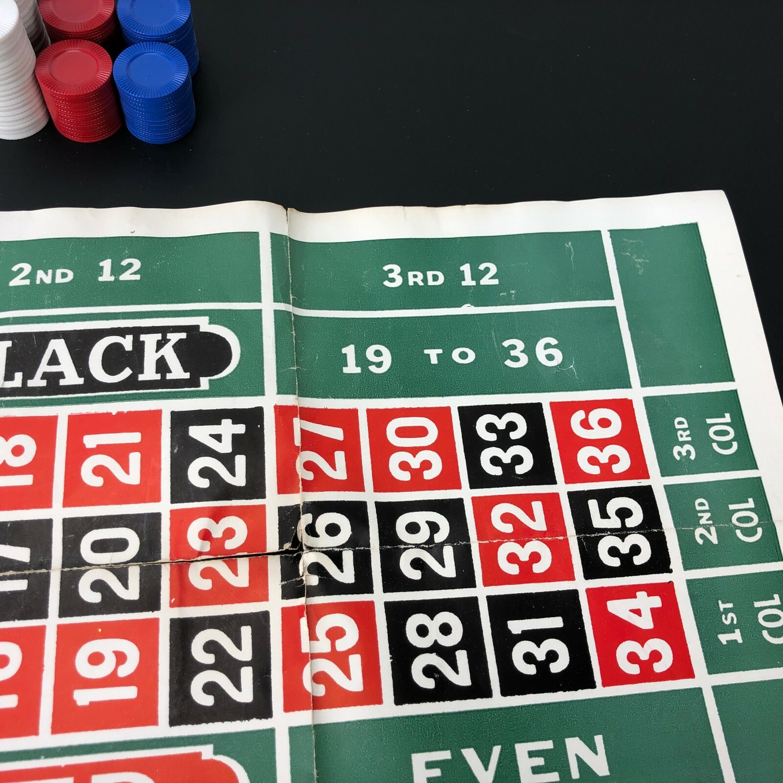 VTG JOSA Roulette Miniature Table Wheel w Poker Chips Ball Set Game Made USA