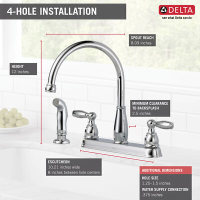 Delta Foundations Kitchen Faucet w/ Chrome-Certified Refurbished