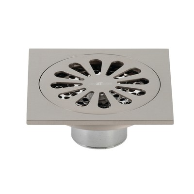 Bathroom Shower Drains with Flange & Hair Trap - Brushed Nickel