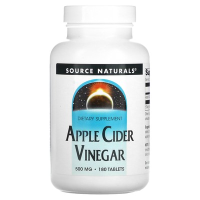 Source Naturals Яблочный уксус 500 мг 180 таблеток без молочных продуктов, без яиц,