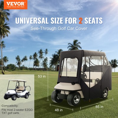 VEVOR 2 Passenger Golf Cart Cover Waterproof Driving Enclosure 600D Polyester