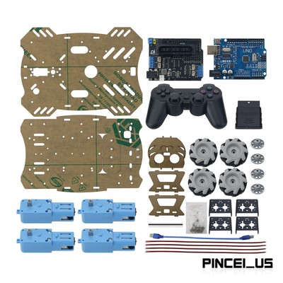 AGV Robot Car Chassis w/ ROS Mecanum Wheel Gear Motor Wireless Controller Kit