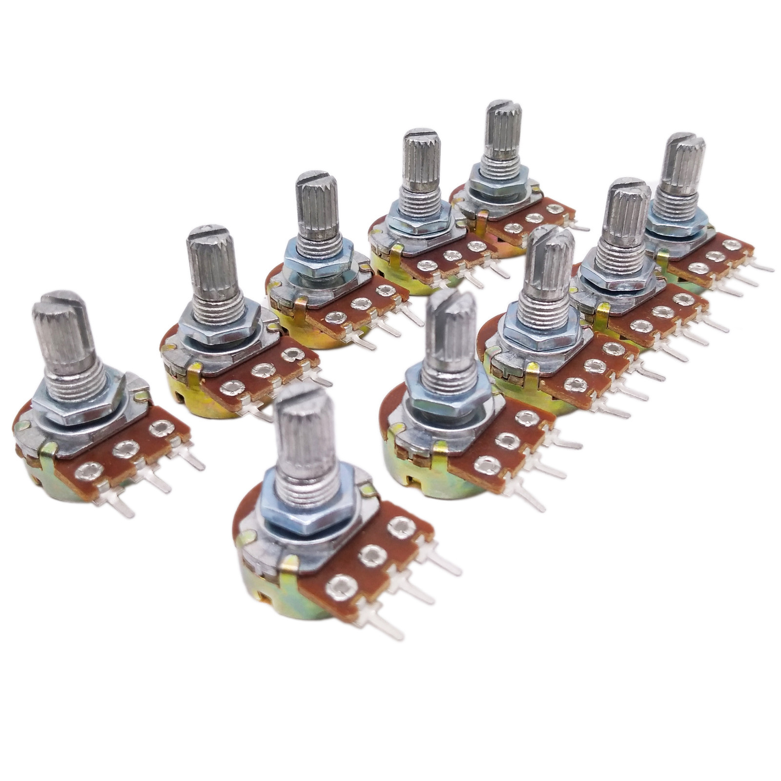 US Stock 10pcs 5K ohm Linear Taper Rotary Potentiometer Panel pot B5K 15mm