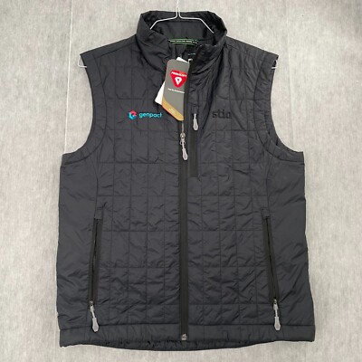 Stio Vest Jacket Adult Small Boundary Black Full Zip Primaloft Logo Mens S NEW