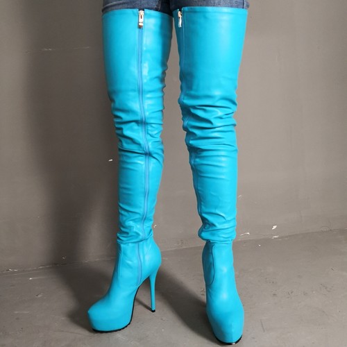 turquoise over the knee boots