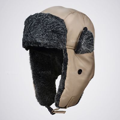 Earflap Trapper Aviator Russian Fur Winter Ski Hat Mens Womens