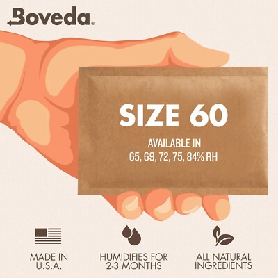 Boveda 69% RH 2-Way Humidity Control - Protects & Restores - Size 60 - 12 Count