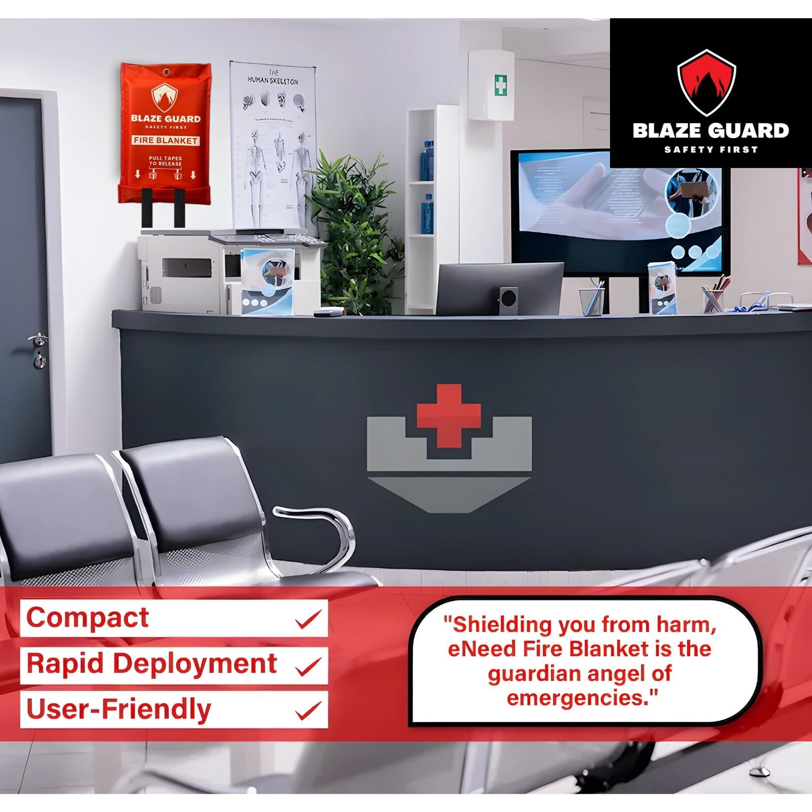 2X Fire Blanket 100% Fiberglass Blaze Guard Hero Home Prepared -Emergency Safety