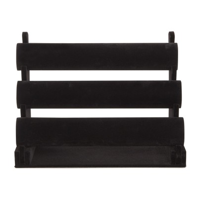 3-Tier Velvet Bracelet Holder Stand and Organizer - Jewelry Display Rack (Black)