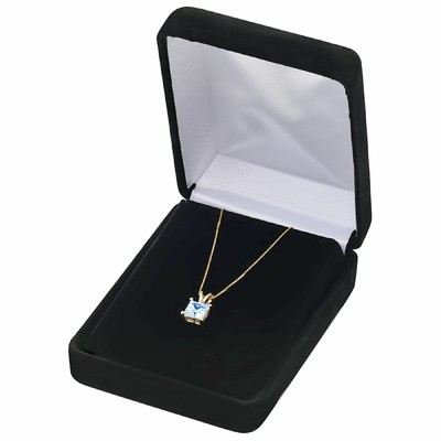 Pre-owned Pucci 3.0 Ct Princess Cut Swiss Topaz Pendant Necklace 18" Chain Solid 14k Yellow Gold In D