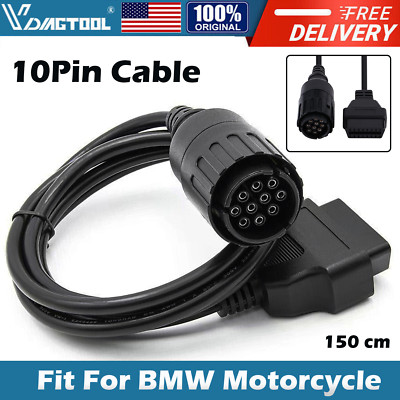 For BMW Motorcycle 10 Pin to 16Pin OBD2 Diagnostic Cable Scanner Adapter Tool