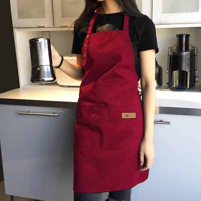 1-4pcs Unisex Chef Adjustable Cooking Apron with Pockets For Kitchen Restaurant