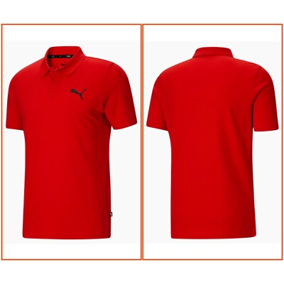 New with tags PUMA Men's Essentials  RED  Jersey Shirt Polo Size LARGE  ( L )