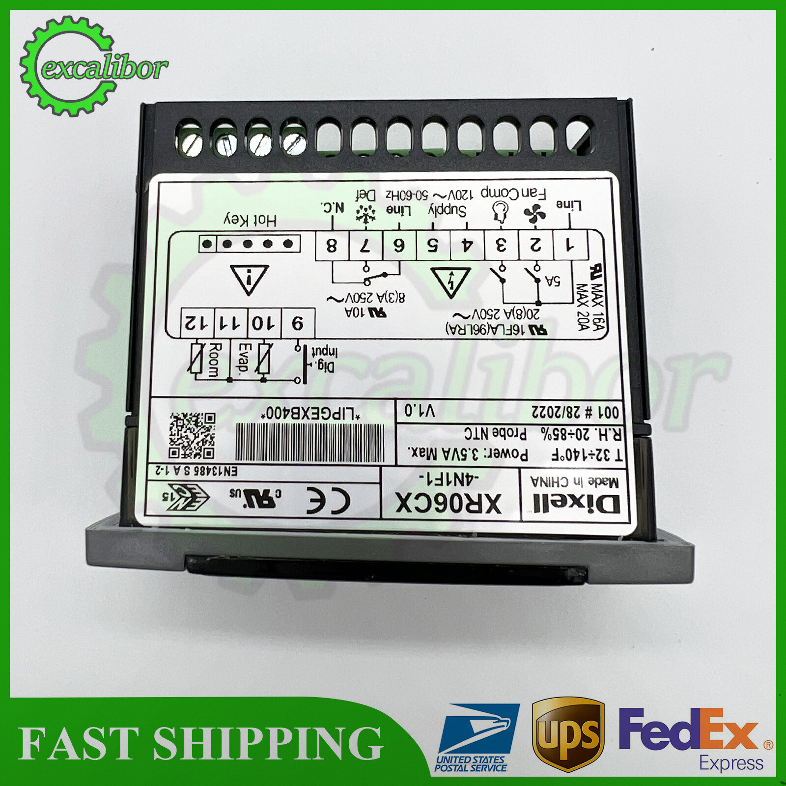 Dixell Temperature Controller XR06CX4N1F1 w/ 2pcs probes & brackets b
