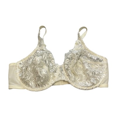 Playtex Secrets Lace Soft Cup Bra Women's 38D Ivory Embroidered Full Coverage