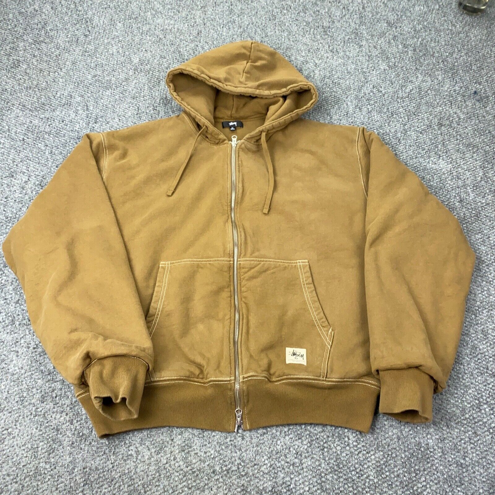Stussy Double Face Label Zip-Up Hoodie Mens XL Brown Stussy Double Face Label Zip-Up Hoodie Mens XL Brown