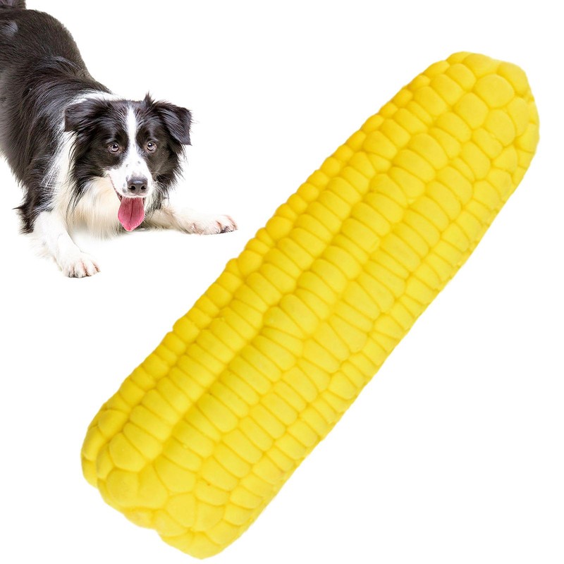 Corn Dog Chew Toy Squeaky Puppy Teeth Cleaning Dental Toy For Aggressive Chewer