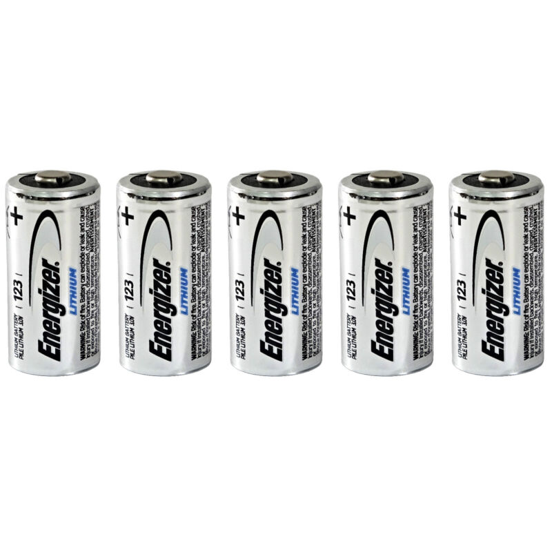 5 X Cr123 Energizer 3v Lithium Batteries (Cr123a, Dl123, 123, El123, Cr17345)
