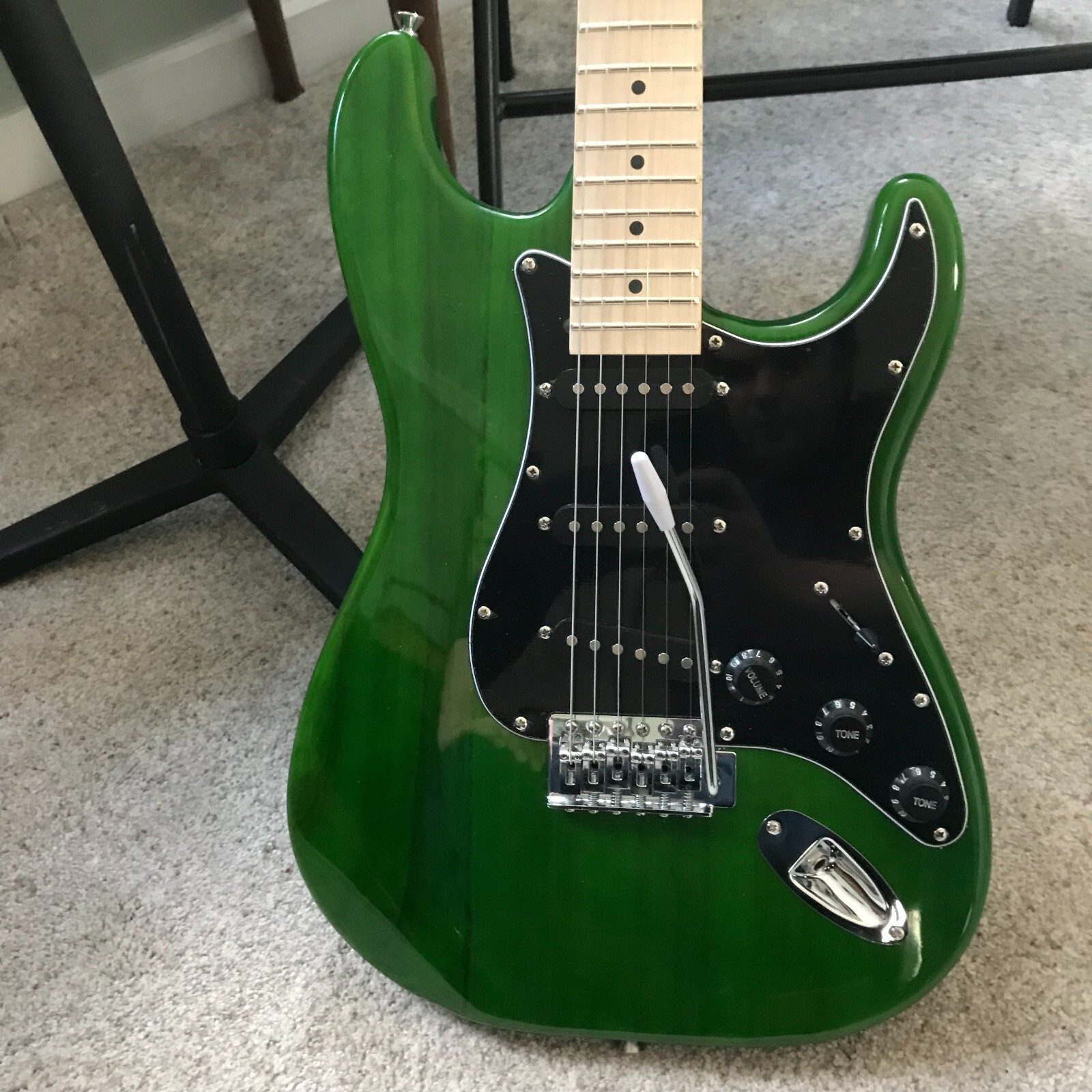 Full-Size Green Electric Guitar Starter Package with 20-Watt Amp and Accessories