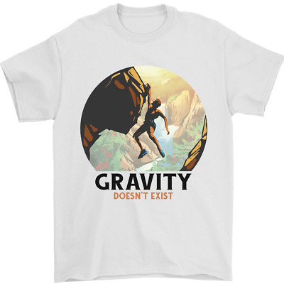 Rock Climbing Gravity Doesnt Exist Climber Mens T-Shirt 100% Cotton