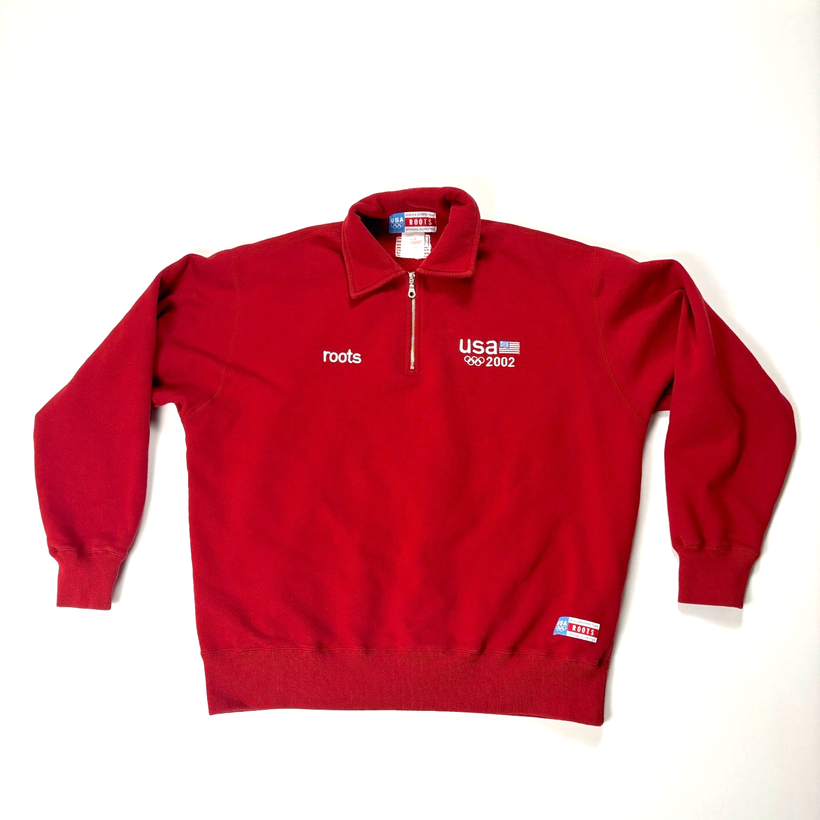 Vintage Roots USA 2002 Olympic Team 1/4 Zip Sweatshirt Red Sz L