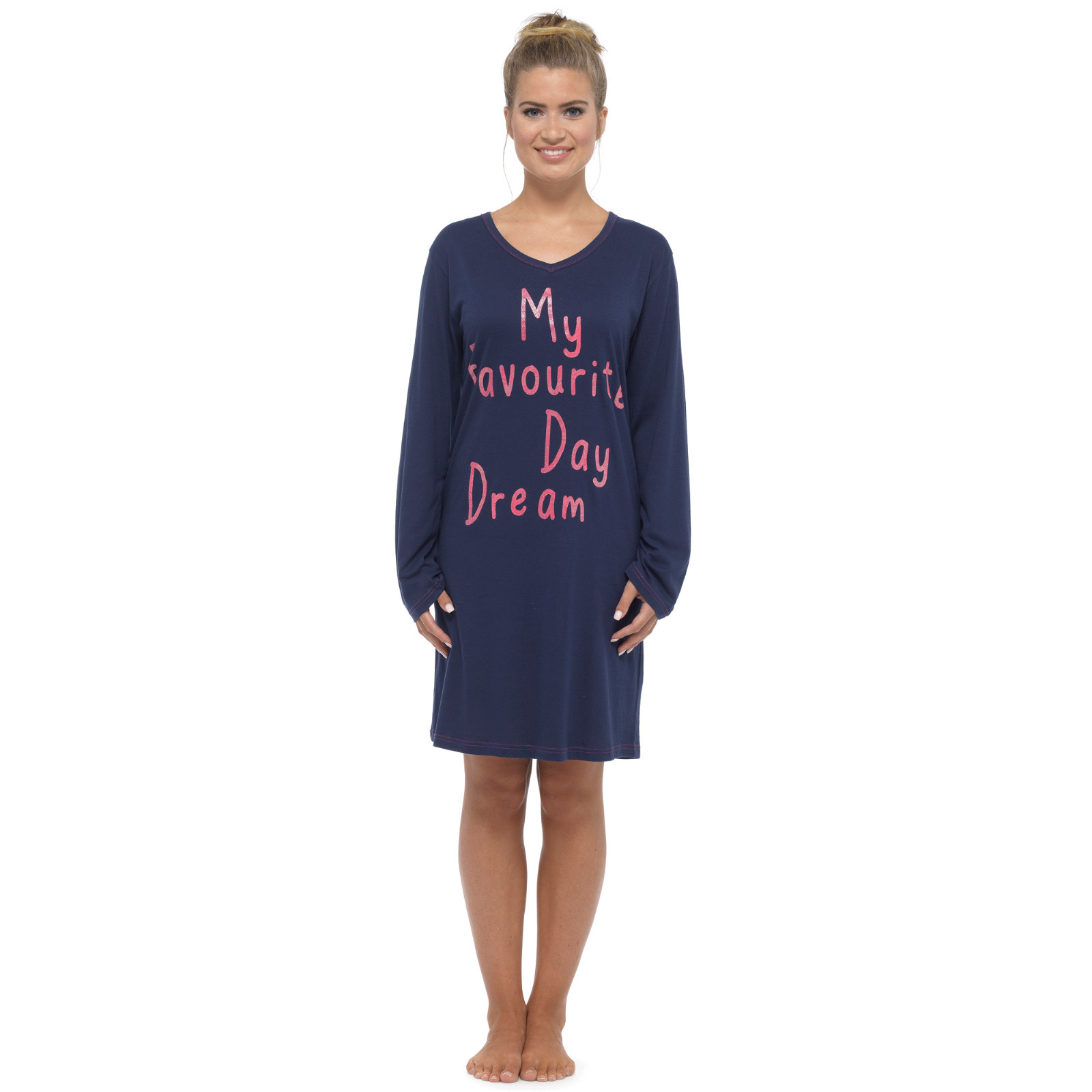 Ladies Long Sleeve Night Shirt Nightdress Nightie Nightshirt PJ pyjamas
