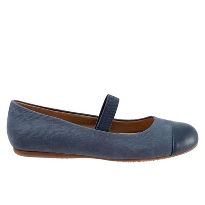 Женские синие узкие кожаные туфли Mary Jane на плоской подошве Softwalk Napa MJ S1760-421 6,5