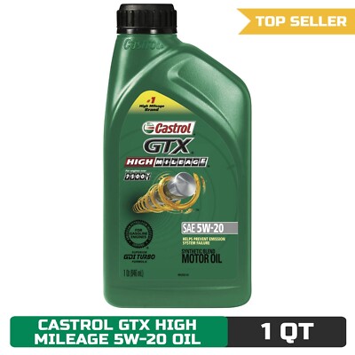 Castrol GTX High Mileage 5W-20 Synthetic Blend Motor Oil, 1 Quart