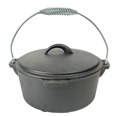 Pre-seasoned 4.5 Quarts Cast Iron Dome Lid Flat Bottom Dutch Oven