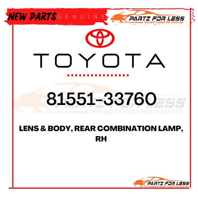 81551-33760 TOYOTA GENUINE LENS & BODY, REAR COMBINATION LAMP, RH 