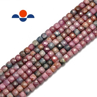 Natural Multi Color Tourmaline Faceted Square Cube Dice Beads 4-5mm 15.5'' Strand