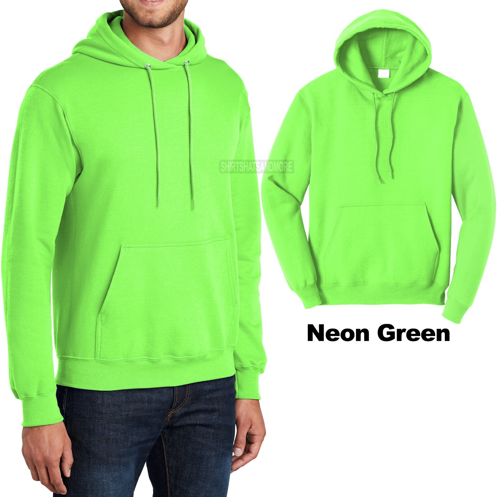Mens Pullover NEON GREEN Hoodie Adult Sizes S M L XL-4XL Hooded Sweatshirt  Hoody | eBay