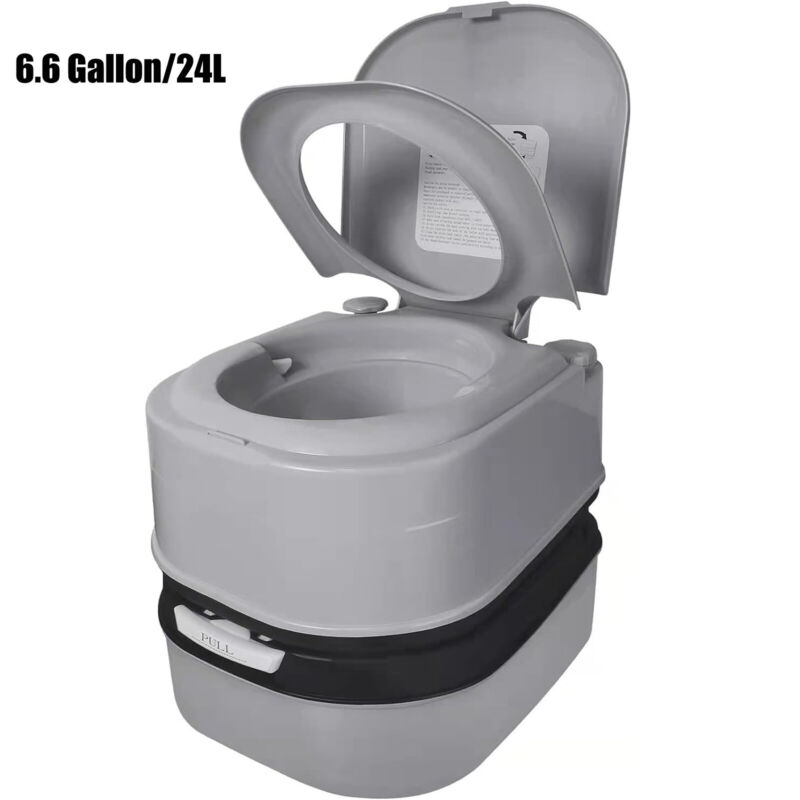 6.6 Gallon Portable Travel Toilet 24L Designed Camping Commode Potty In/Outdoor