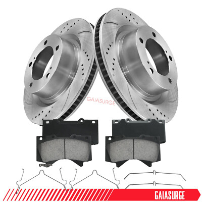 Front Drilled Brake Rotors + Ceramic Pads for 2008-2017 Toyota Sequoia