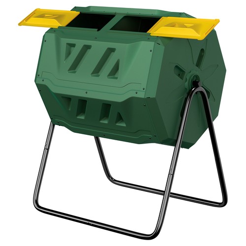 43 Gals Large Composting Tumbler Dual Rotating Outdoor Garden Compost Bin Green
