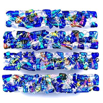 DICHROIC Glass Cabinet Drawer Pulls Knobs Clear Mosaic Shards Kitchen Bathroom