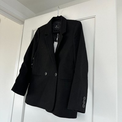 Pre-owned Anine Bing Madeleine Blazer Jacket Oversized Fit Wool Blend Black Sz Xxs