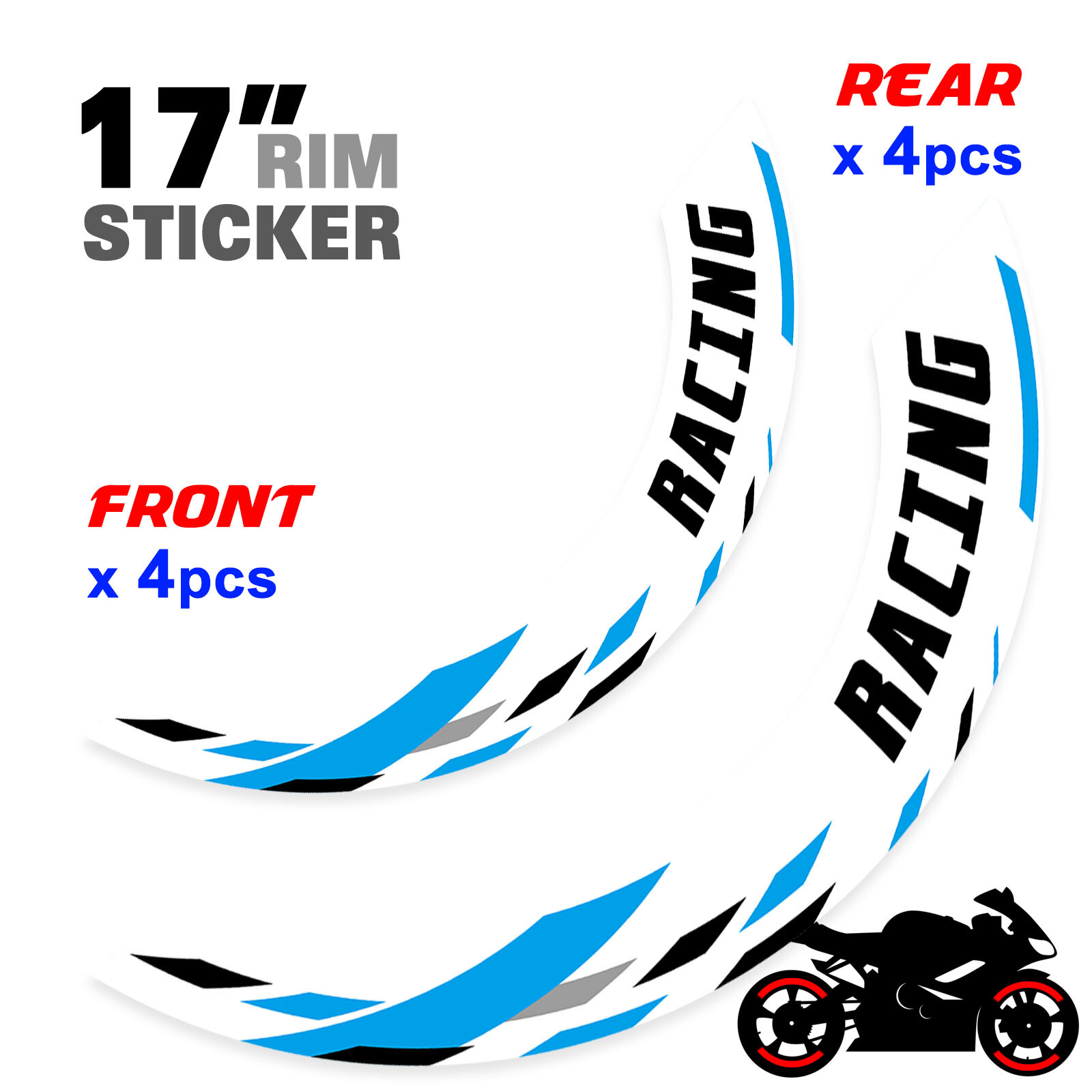 J02W 5 Color Rim Decals Wheel Stickers Fit ZX10R Ninja