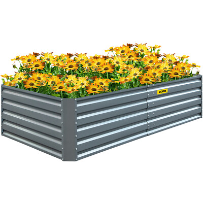 VEVOR Galvanized Raised Garden Bed 80" x 40" x 19" Metal Planter Box Outdoor