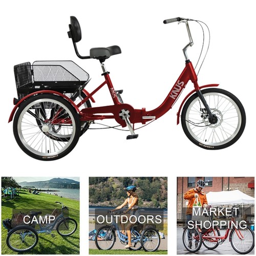 Folding Adult Tricycle 24" 3Wheel Trike Cruiser Bike 7 Speed