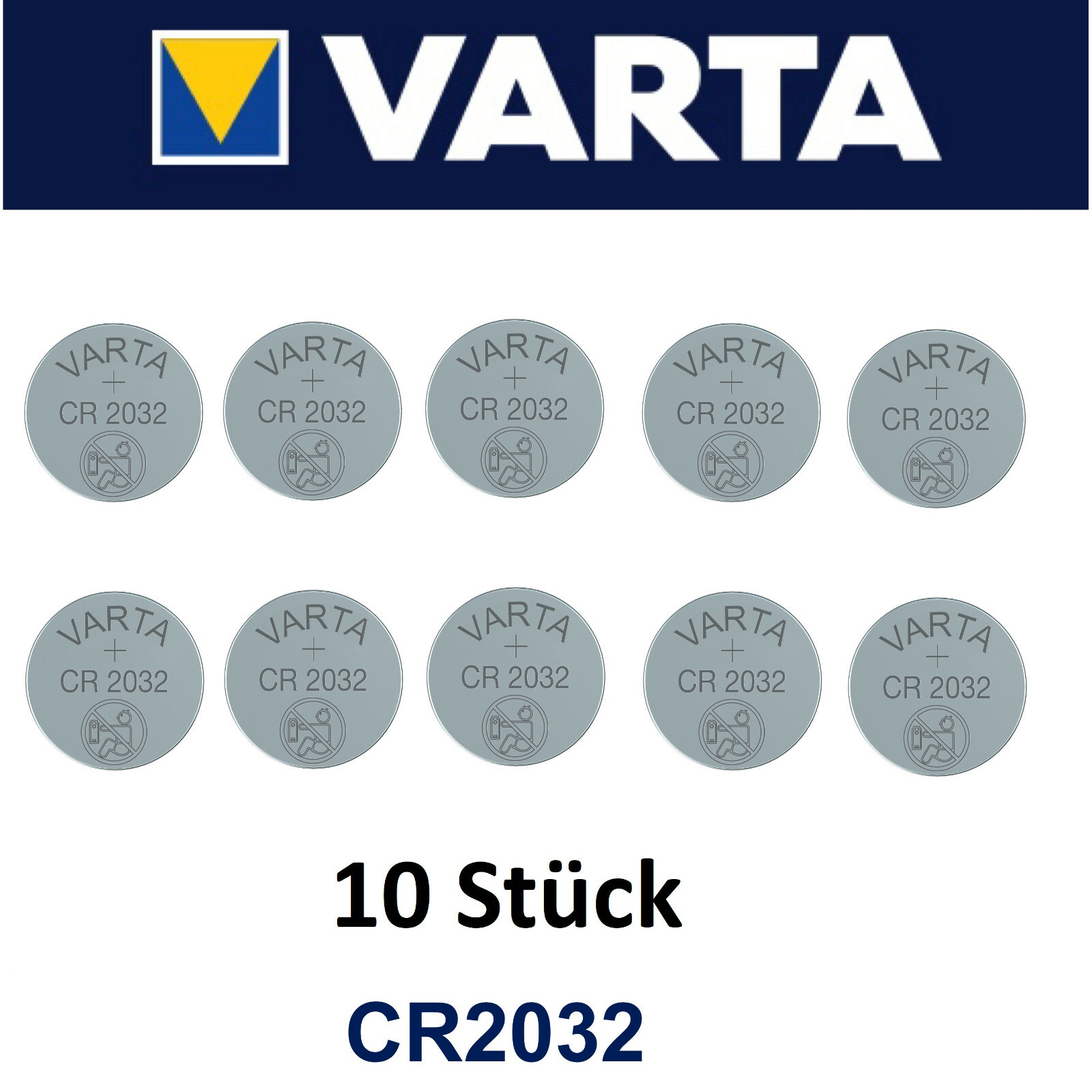 10x Varta CR2032 Batterien Knopfzellen Knopfzelle Batterien MHD 2030 10 Stück