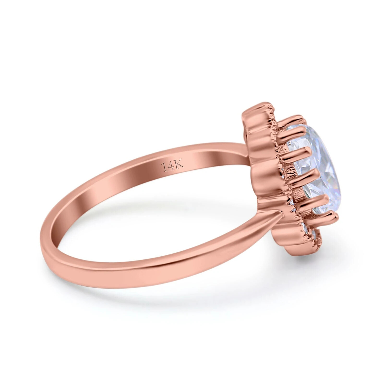 Pre-owned Blueappleco 14k Rose Gold Vintage Floral Oval Bridal Wedding Engagement Ring Simulated Cz In Pink