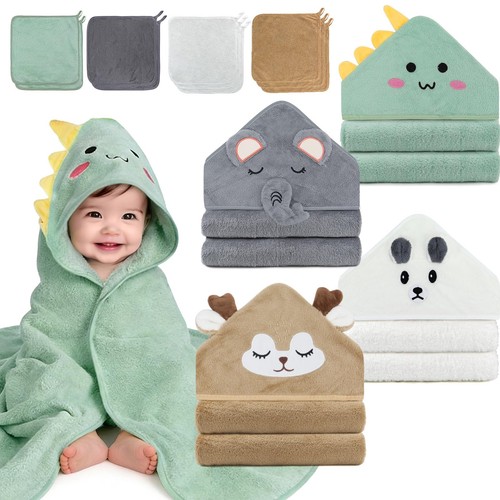UAYNFY 14PCS Baby Bath Towels Set, Includes 4 Hooded 14 Colors-01