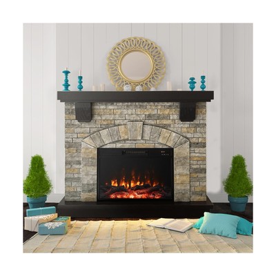 With Mantel, Tall Fire Place Heater Freestanding W...