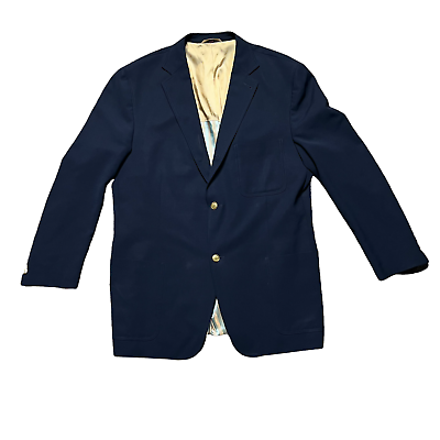 Kroon Mens Navy Blue Wool Blend Sports Coat Blazer Suit Jacket Lined Size 46L