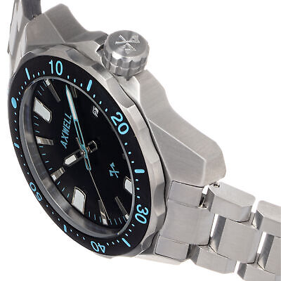 Pre-owned Axwell Timber Bracelet Watch W/ Date - Black/blue