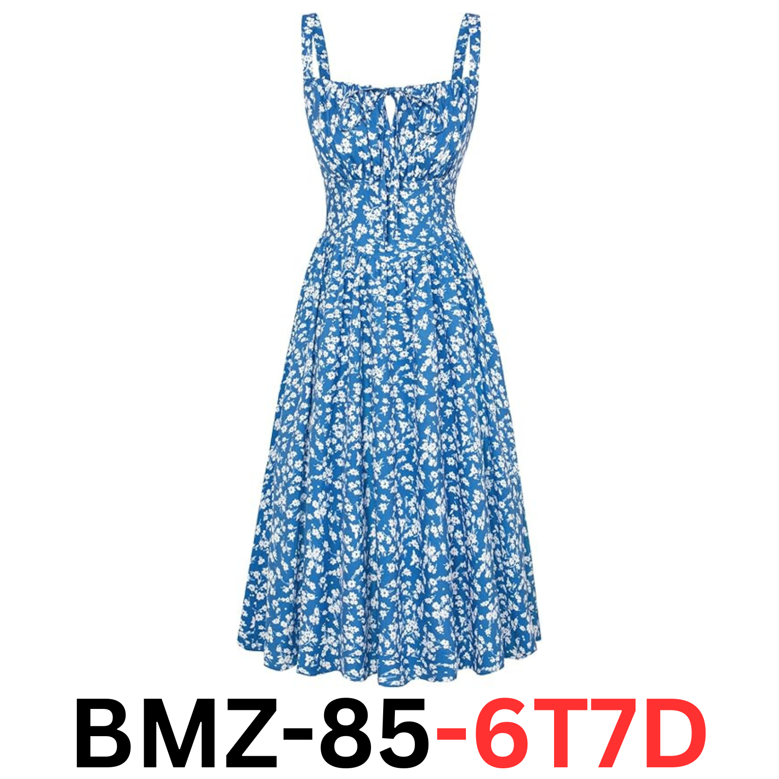 Floral Corset Dress Summer Casual Midi Dress Flowy Bustier Dresses Blue White XL
