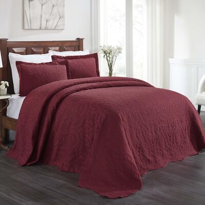 SUPERIOR Aspen Cotton Blend 3 Piece Bedspread Set, Oversized Bedspread, 2 Pil...