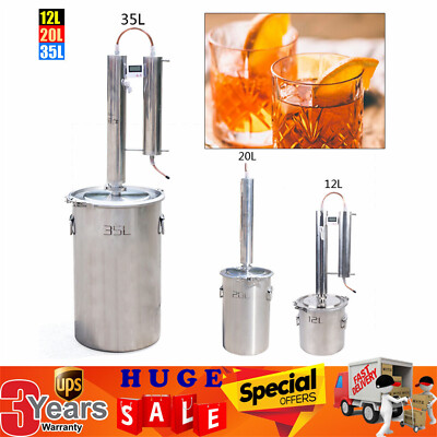 US 12/20/35L Alcohol Distiller Brewing Kit Moonshine Still Stainless Wine Boiler