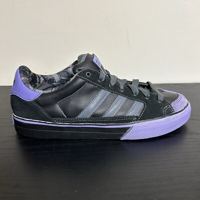 Adidas Super Skate Vulcan Shoes Mens 10 Low Black Purple Skateboarding Sneakers